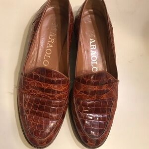 Women's Italian 100% Crocodile Leather Loafers Size 37 (US 6.5)